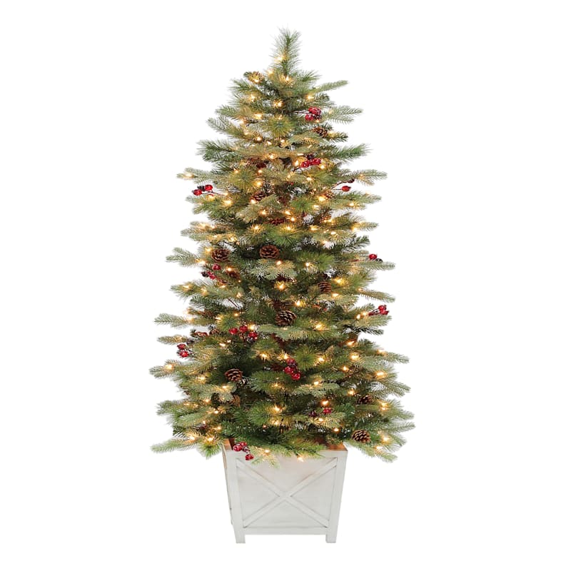 6 Pre Lit Christmas Tree F22 Pre Lit Glittered Berry Potted Christmas Tree 6 At Home