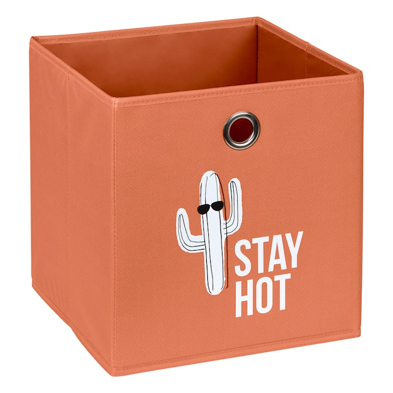 Stay Hot Cactus Fabric Storage Cube, Orange