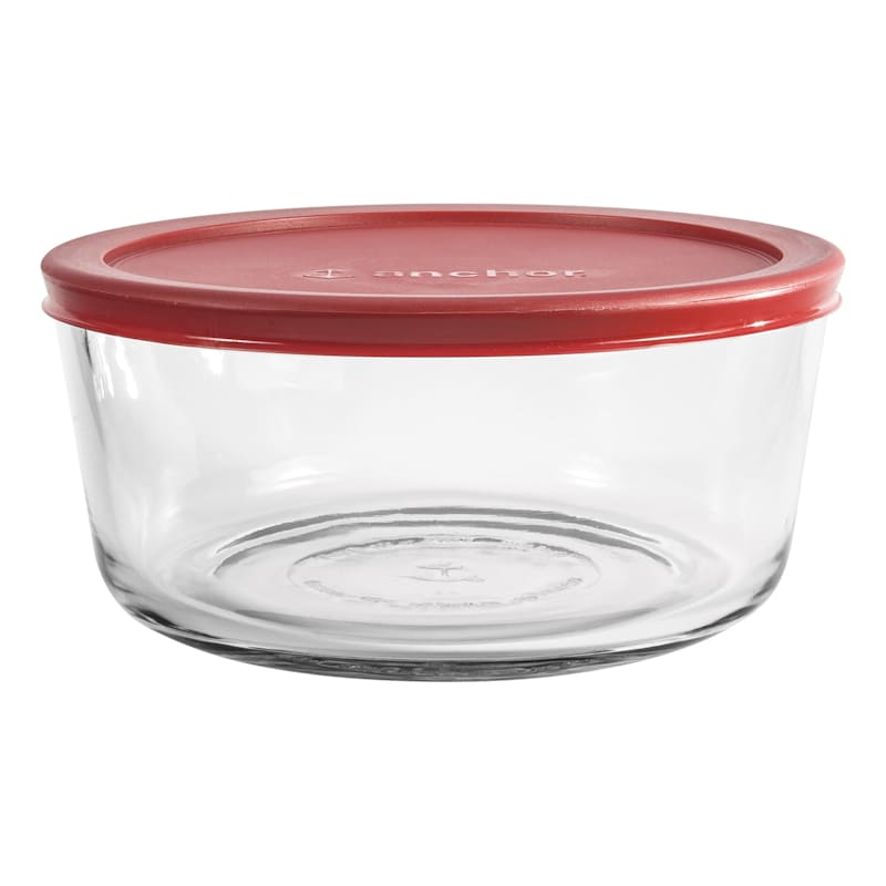 Anchor Hocking Glass Round Food Storage With Lids - 1 Cup And 2 Cup Bowl Set