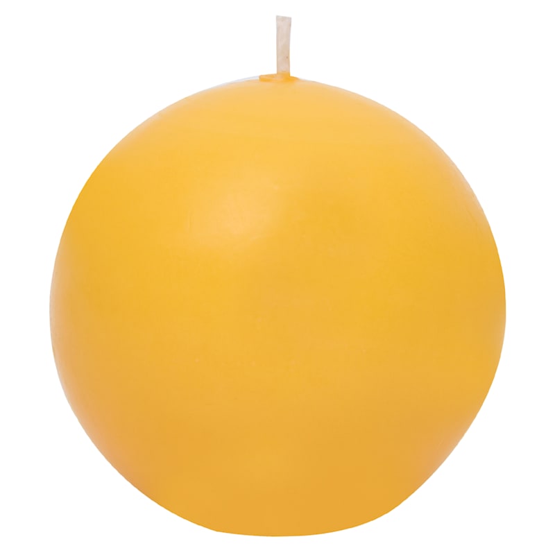 Yellow Unscented Overdip Sphere Candle, 3"