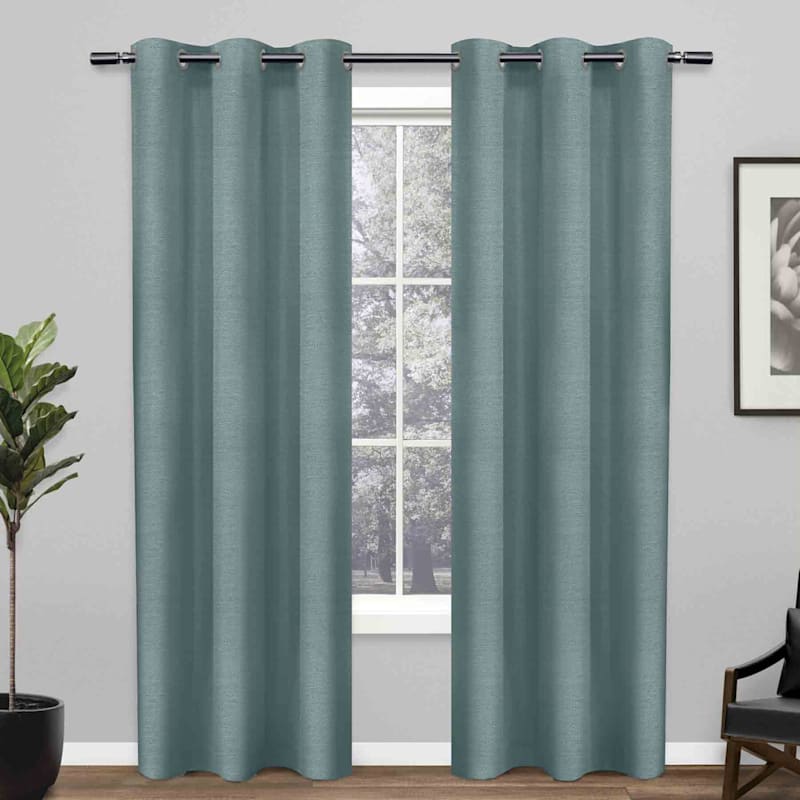 Shantung Teal Thermal Lined Blackout, Teal Grommet Curtain Panels