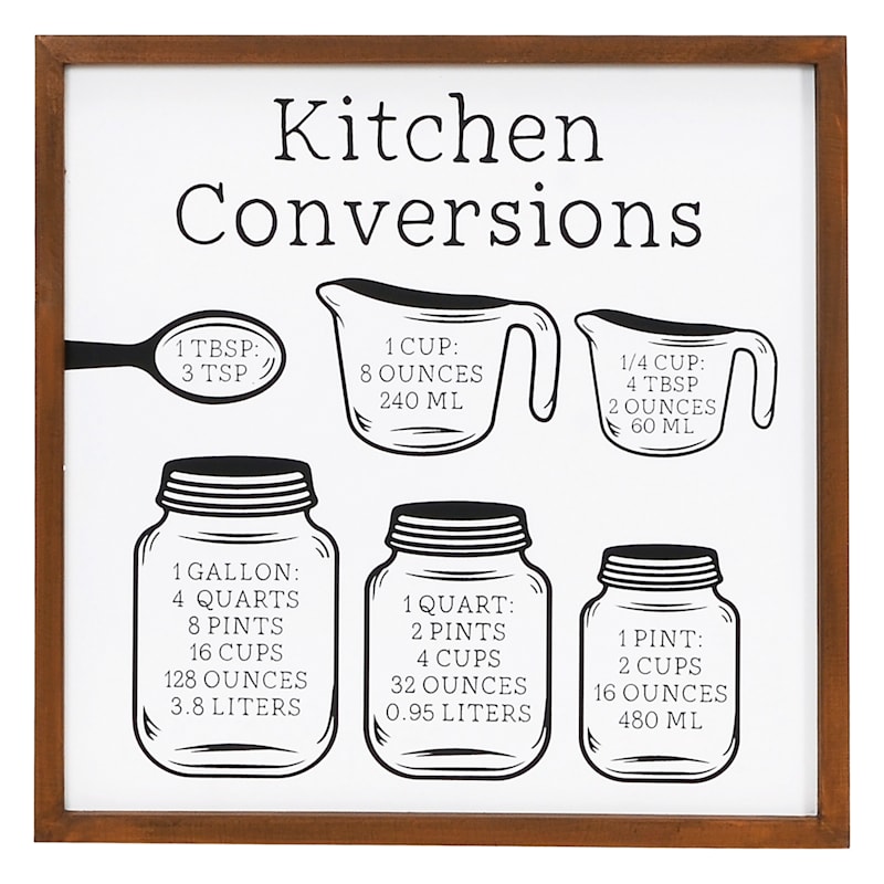Mason Jar Measurement Conversion/Kitchen Equivalent Chart