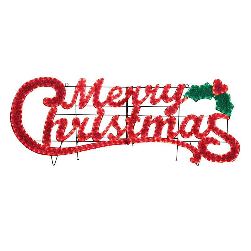 Outdoor Merry Christmas Sign Pre Lit Red Led Merry Christmas Sign 60 At Home