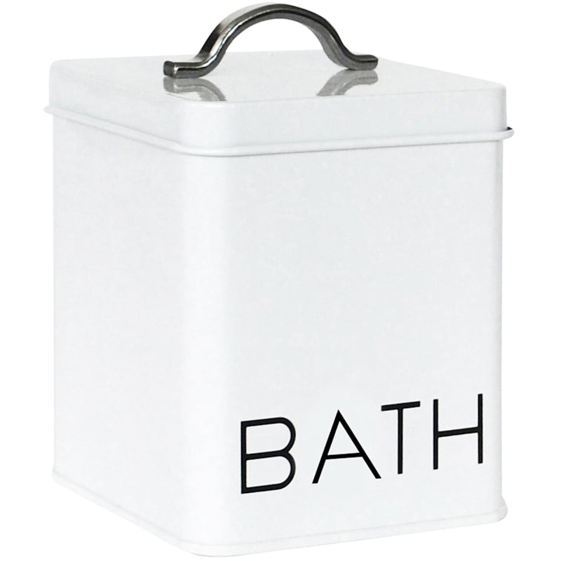 Gatti White Metal Square Bath Canister/Chrome Handle