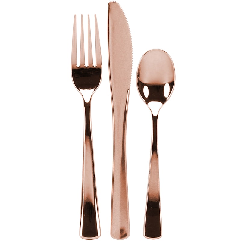 Polished Rose Gold 24-Piece Plastic Cutlery Combo Lillian Table Settings