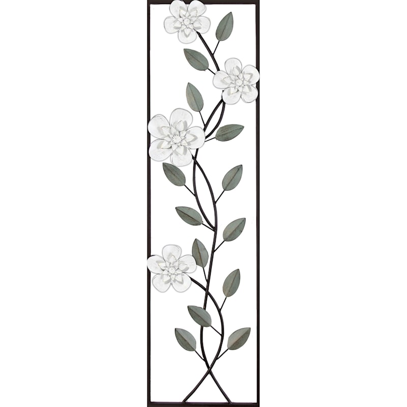 Vertical White Flower Branch Wall Decor, 10x36