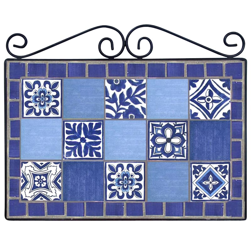 Blue Talavera Tile Mosaic Wall Decor, 17x14