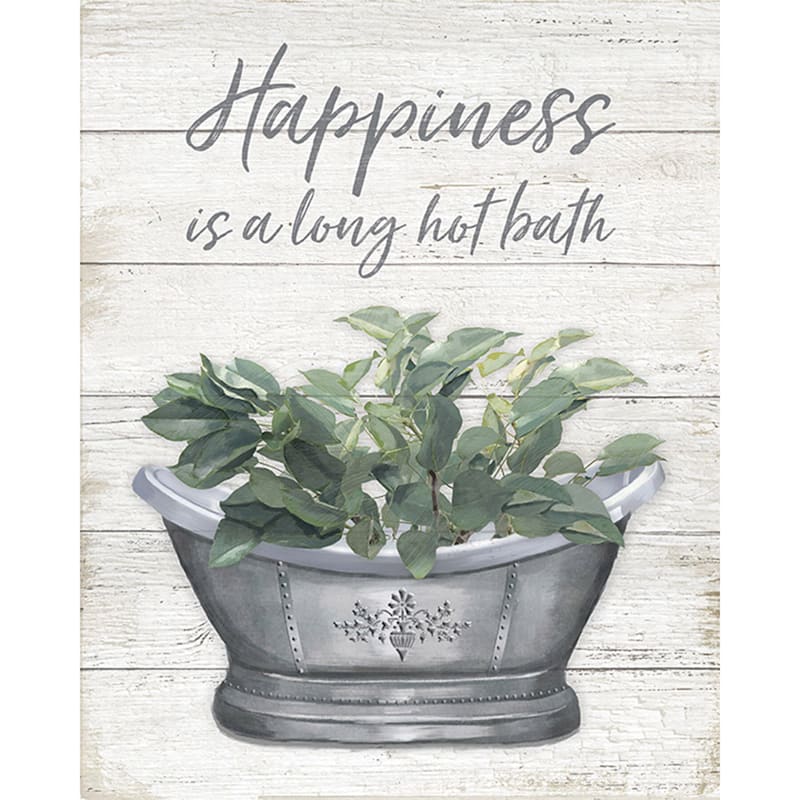 Happiness Is A Bath Canvas Wall Art, 16x20