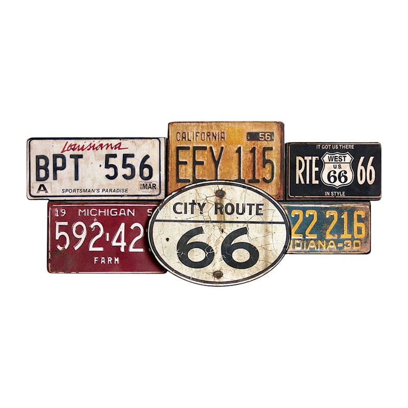 26X12 Metal Wood License Plate Wall Sign