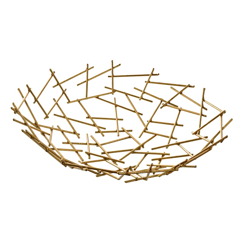 Gold Metal Wire Bowl, 14x14"