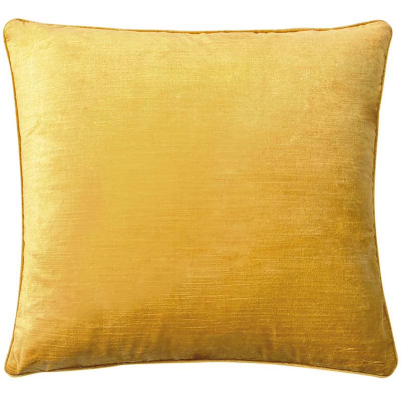 Gillmore Yellow Velvet Throw Pillow, 18"