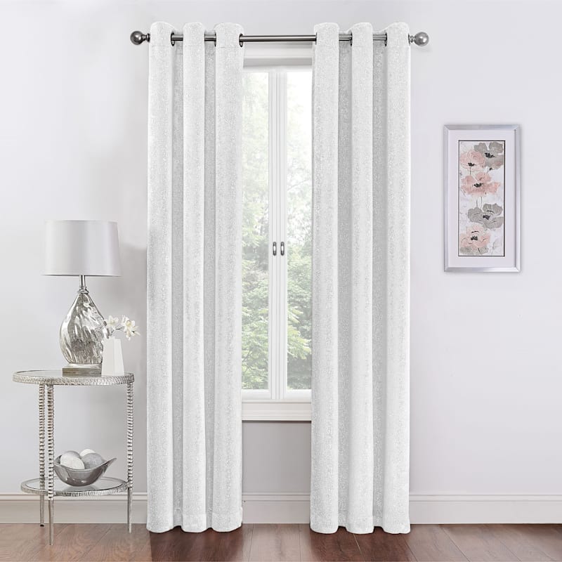 2-Pack Metallic White Blackout Grommet Curtain Panels, 84"