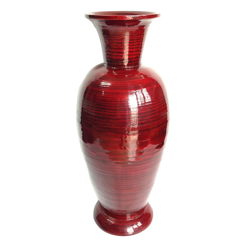 Red Bamboo Bullet Vase, 23.5"