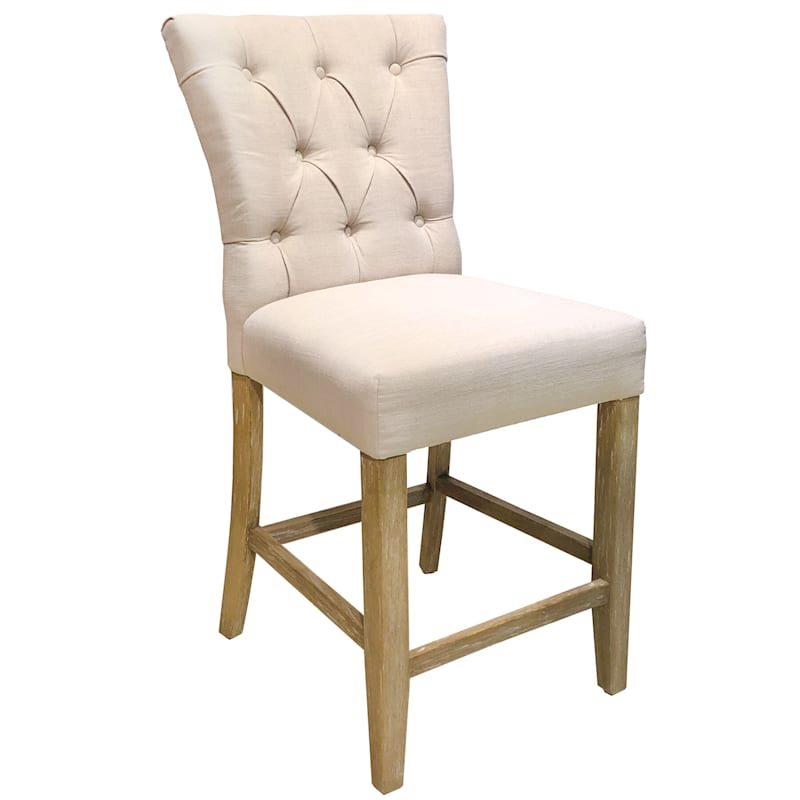 Amy Upholstered 8 Button Tan Counterstool, 24"