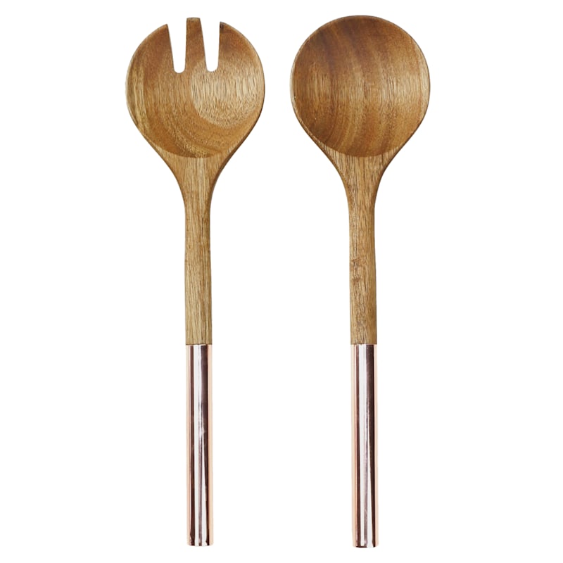 Set of 2 Acacia Wooden Spoon with Metal Handle