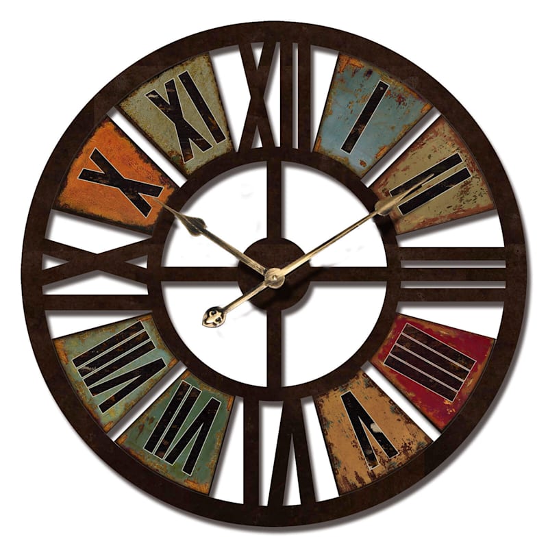 24X24 Wood Round Color Roman Wall Clock