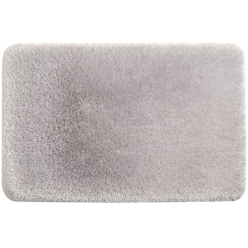 Light Grey Pearl Plush Memory Foam Bath Mat, 17x24