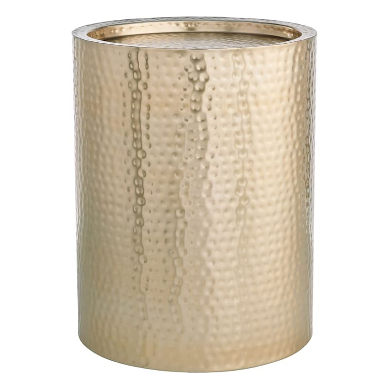 Hammered Gold Drum Accent Table, Large