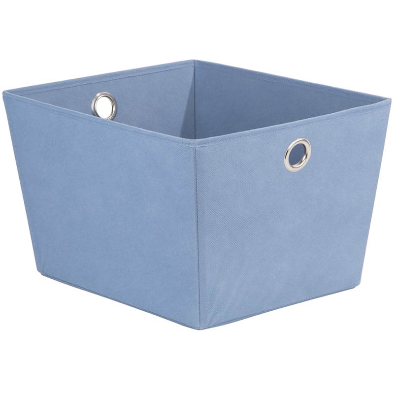 Large Fabric Storage Tote with Grommet Handles, Light Blue