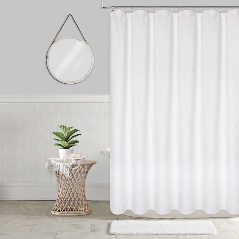 White pattern outlet shower curtain