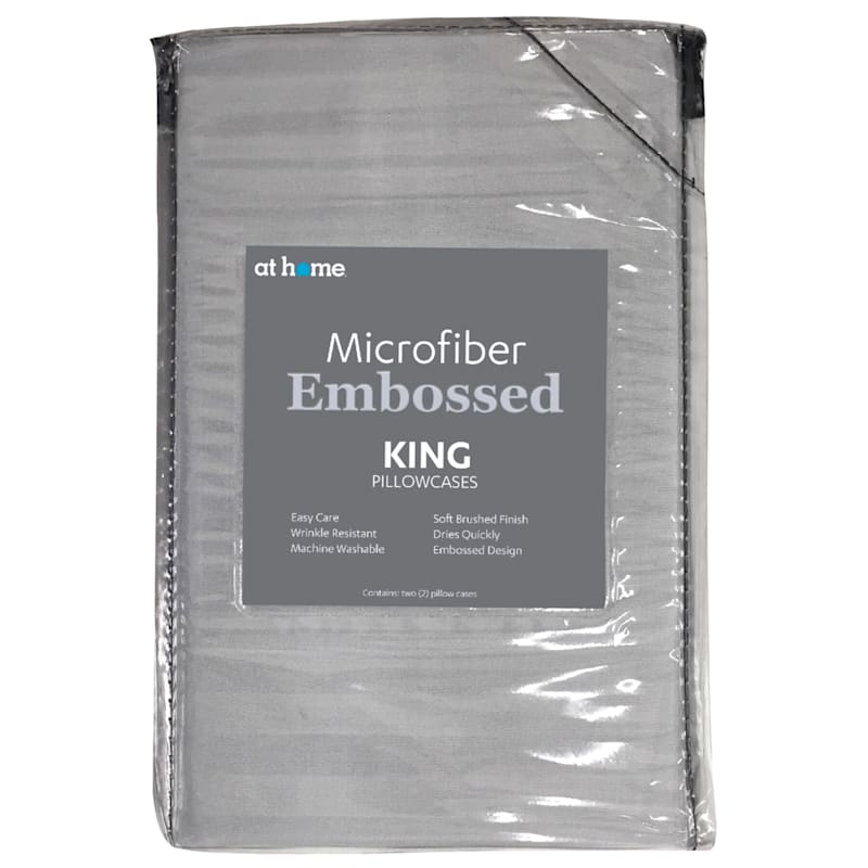 2-Piece Grey Microfiber Pillowcase Set, King