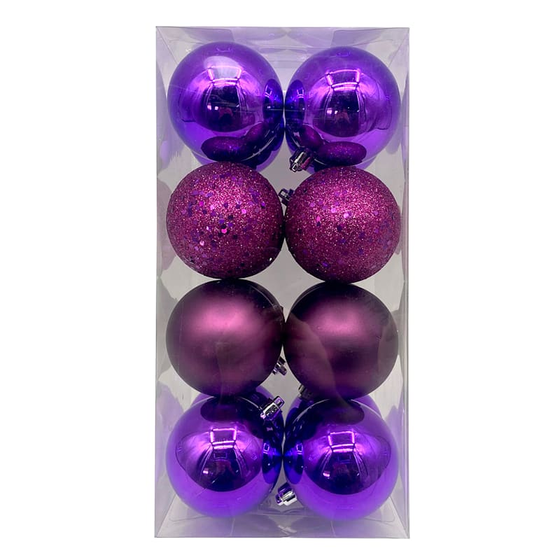 Jeweled Gala 16-Count Purple Mix Shatterproof Ornaments