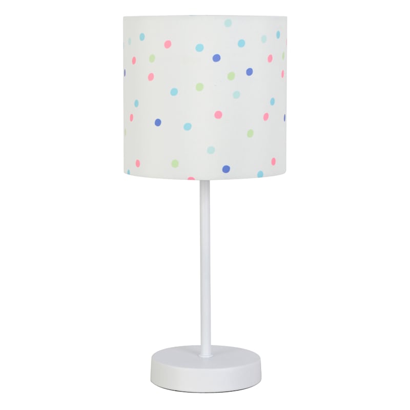 Kids' White Accent Lamp with Polka Dot Shade, 15"