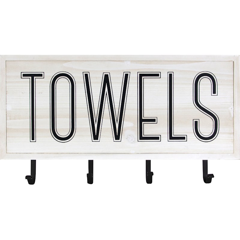 9X18 Towels Wood Sign With Hooks