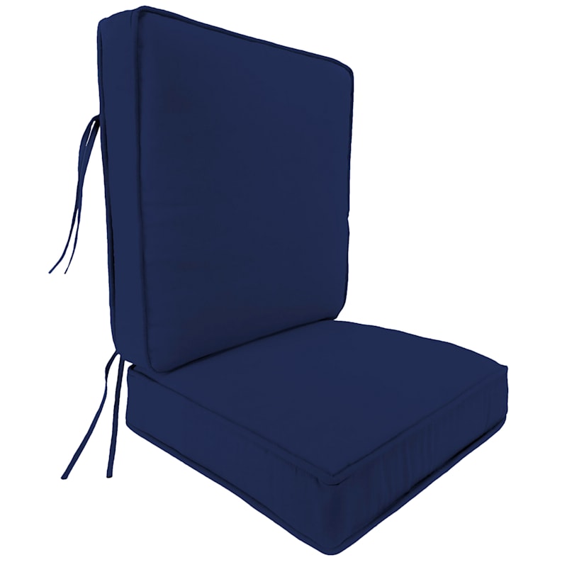 2-Piece Navy Canvas Outdoor Gusseted Deep Seat Cushion