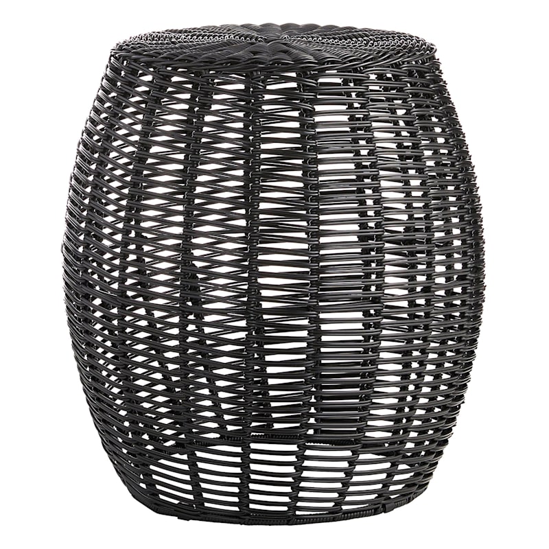 Rio Outdoor Black Wicker Ottoman, 16" At Home