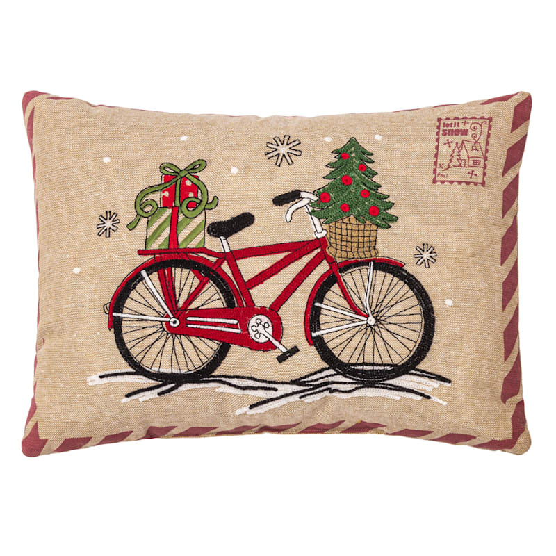 Retro Bicycle Postcard Throw Pillow, 13x18