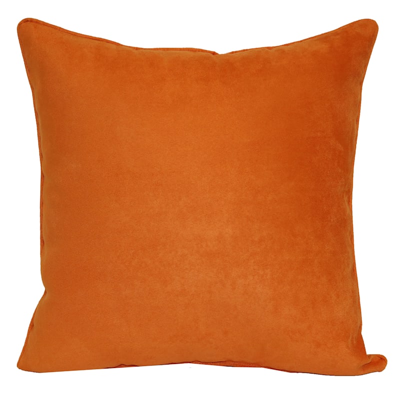 Orange Faux Suede Throw Pillow, 18"