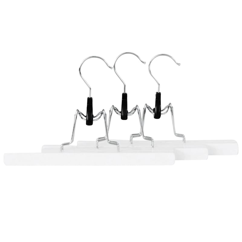 Wood White 3-Piece Pant Hanger/Clamp