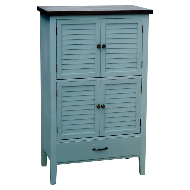 Grey 1 Drawer 4 Door Wood Shutter Cabinet