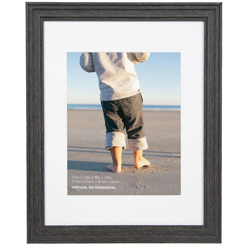 Matted to Ridged Profile with White Mat Wall Frame, Distressed Black, Sold by at Home