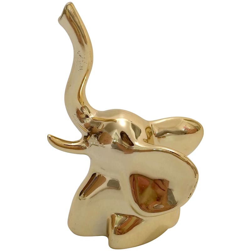 Gold Ceramic Elephant, 3.5"
