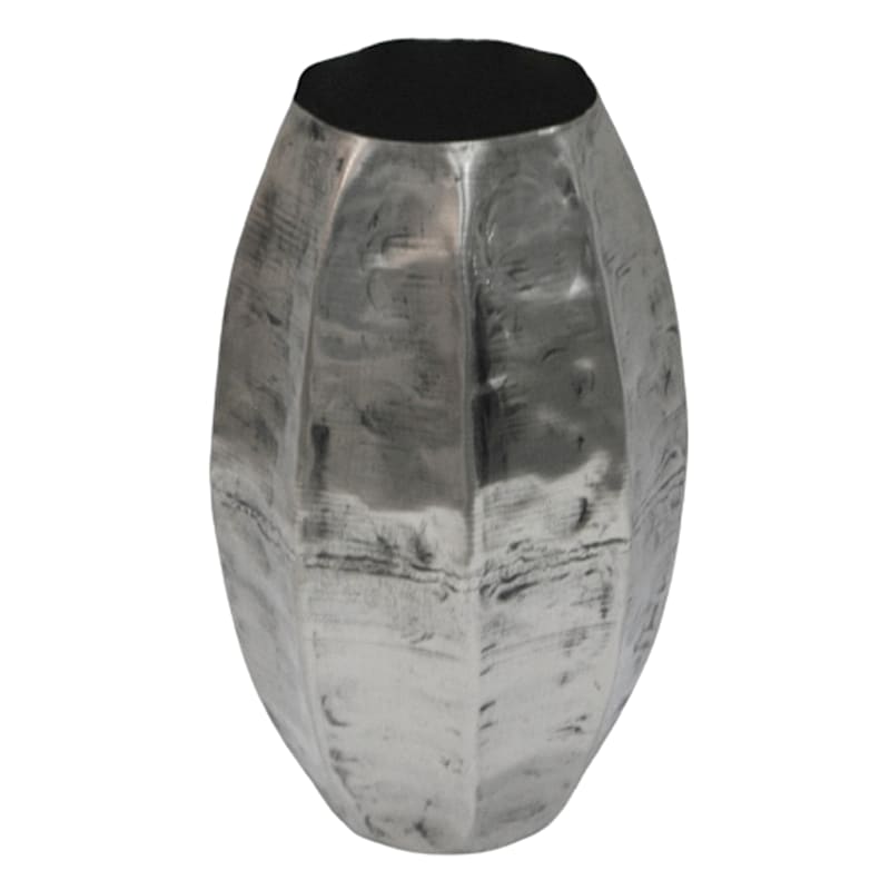 Dark Silver Metal Vase, 13"