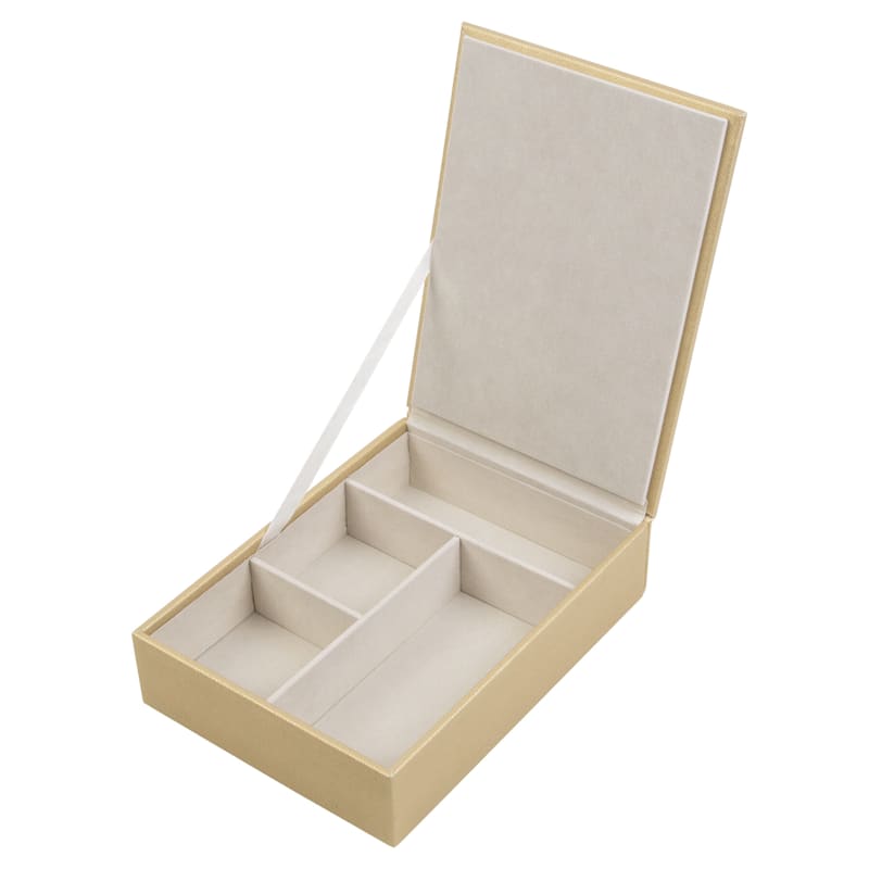 4-Compartment Jewelry Organizer with Lid, Gold