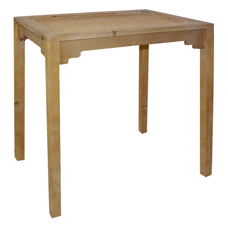 Grace Mitchell Rattan Top Accent Table with Wood Legs, Small