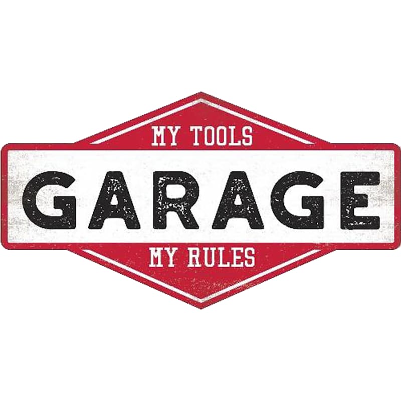 Garage Rules Textured Wood Plaque, 16x9