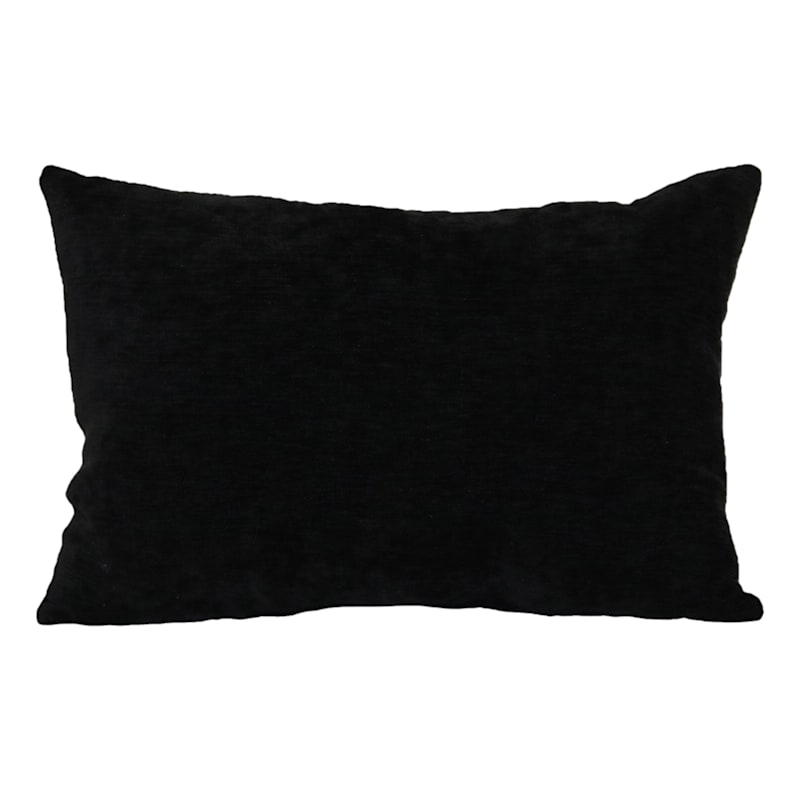 Reese Black Chenille Throw Pillow, 14x20