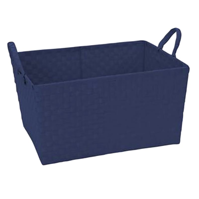 Tapered Ribbon Plastic Basket W/Handle Navy XS
