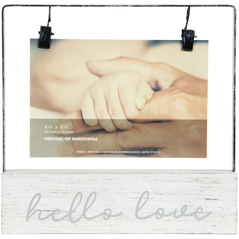 Hello Love Black Metal Hanging Photo Clip, 4x6