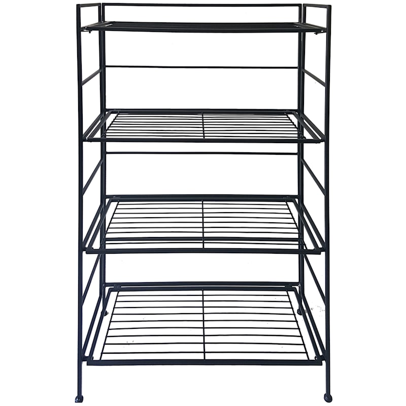 4-Tier Metal Folding Rack with Wire Shelves