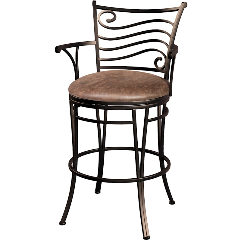 Sand Oversized Brown Swivel Barstool, Metal Bar Stools With Leather Seats