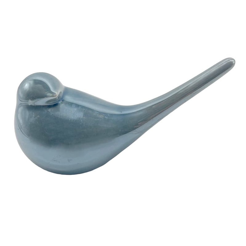 Blue Glossy Ceramic Mini Bird, 2"