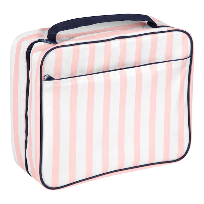 Pink Striped Hand-Held Beauty Case