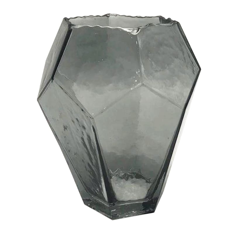 Laila Ali Smoke Grey Glass Geo Vase, 8"