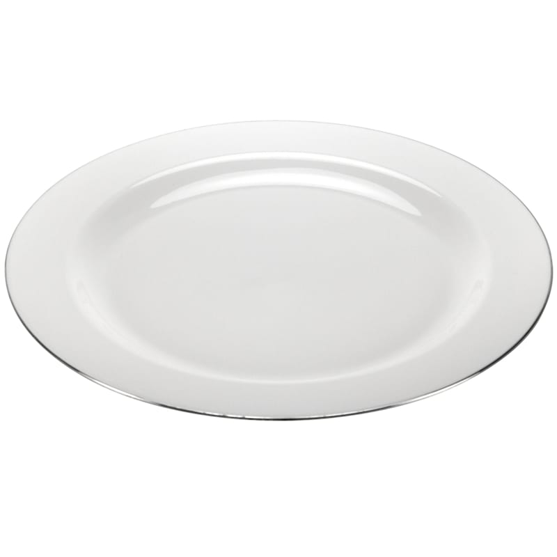 Pearl 10.25in. Silver Edged Plastic Round Plate Lillian Table Settings