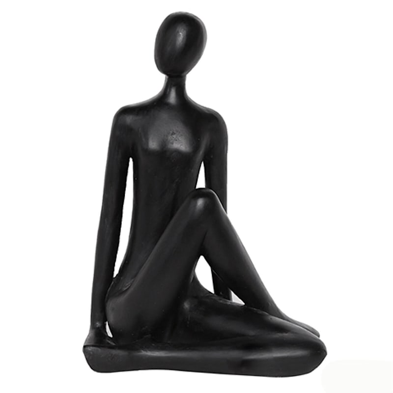 Matte Black Yoga Pose Sculpture, 14"